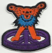 Grateful Dead Dancing bear/orange/pur Shaped - Embroidered - IRON/SEW On Patch - £3.97 GBP