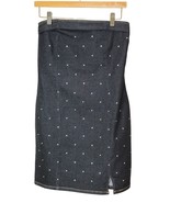 Heart &amp; Heels Black Denim Strapless Dress Rhinestone Slit Juniors Size L... - $18.76