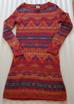 NWT Ralph Lauren Red Orange Southwest Style Sweater Dress Misses Size S ... - £58.24 GBP