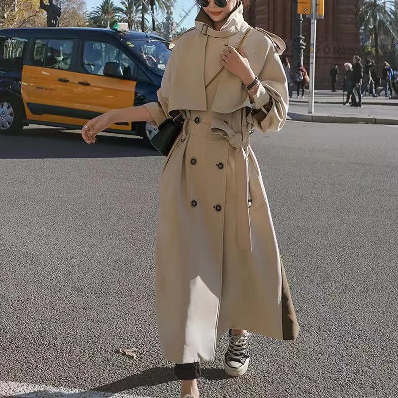 Thin Spring Woman Windbreaker Raincoat Elegant Fashion Korean Casual  Loose Cloa - £348.70 GBP