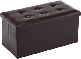 Youdesure Folding Storage Ottoman Bench, Brown, Holds Up To 350 Lbs., 30 Inch - £37.60 GBP
