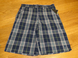 Boy&#39;s youth Hurley shorts Navy Blue 26&quot; 8 plaid logo surf skate NEW 1426... - £15.18 GBP