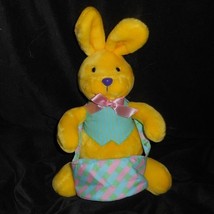 12&quot; VINTAGE 1992 AVON YELLOW BUNNY RABBIT W/ BASKET STUFFED ANIMAL PLUSH... - £18.68 GBP