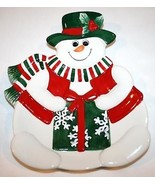 FITZ AND FLOYD ESSENTIALS Holiday Snowman Canape Plate MIB #954 - £15.72 GBP
