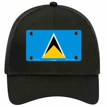 St Lucia Flag Novelty Black Mesh License Plate Hat - £22.70 GBP