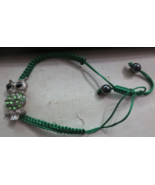 Vintage Silver Tone Owl Bracelet faux Emeralds Onyx - £7.56 GBP
