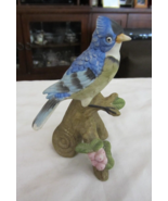 Blue Jay Bird Ceramic Bisque Figurine on a Tree Limb - £13.40 GBP