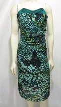 Arden B M Green Aqua Blue Silk Strapless Shirred Waist Knee-Length Party Dress  - £21.88 GBP