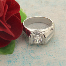 1.5Ct Round Cubic Zirconia Solitaire Men&#39;s Wedding Ring in 925 Silver Size 9.5 - £76.50 GBP