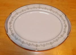 Noritake Norwood Large Oval 13&quot; Handled Platter White Blue Floral - $7.25