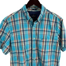 American Eagle Short Sleeve Plaid Button Front Shirt Size Large - £10.28 GBP