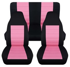 Fits 1987-1995 Jeep Wrangler YJ Front and Rear seat covers black light pink - £134.56 GBP