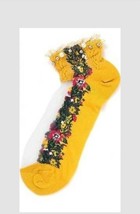 Handcrafted ~ Yellow ~ Embellished w/Pearls ~ Lace ~ Floral Design ~ Ank... - £11.77 GBP