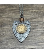 1905 Indian Head Penny Silver Tone Arrowhead Necklace Fashion Jewelry KG JD - $465.69 MXN