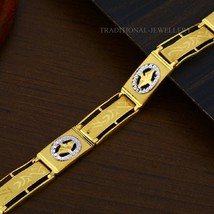 22K Yellow gold Men&#39;s Bracelet Beautifully handcrafted diamond cut desig... - £2,352.51 GBP+