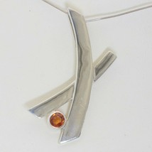 Pendant Spessartite Fanta Orange Garnet Faceted Round 925 Solitaire X Design 236 - £69.42 GBP