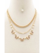 New Butterfly Charm Oval Link Layered Necklace - $12.60