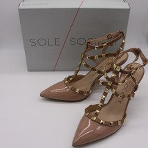 Sole Society Tiia Studded T-Strap Heel Shoes in Adobe size 9.5 Brand New - £63.94 GBP