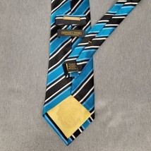 Donald Trump Signature Collection Mens 100% Silk Neck Tie Blue Black Stripe  - $27.55