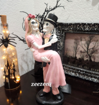 Halloween Pink Bride &amp; Groom Couple Figurine Statue Tabletop Decor  13&quot; New - £31.78 GBP