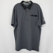 Travis Mathew Polo Shirt Size XL Black Gray Striped Short Sleeve Golf Raven Phx - £11.73 GBP