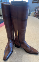 Vintage Michel Perry Brown Leather Knee-High Block Heel  Boots (36.5) - $116.88