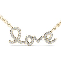 0.15CT Round Natural Diamond Love Pendant Necklace 14K Yellow Gold Plated - $193.55