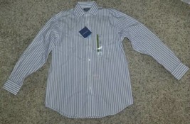 Mens Shirt Croft &amp; Barrow Long Sleeve White Purple Striped Dress $60-sz 15 32/33 - £19.57 GBP