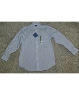 Mens Shirt Croft &amp; Barrow Long Sleeve White Purple Striped Dress $60-sz ... - £19.83 GBP