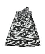 Worthington Dress Womens XL One Shoulder Zebra Print Midi Drawstring Waist - $33.23 CAD