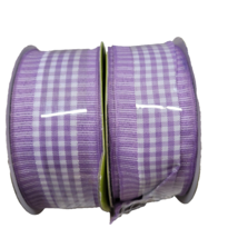 Purple Gingham Check Wired Ribbon Garden Gate Designs Wreath Bow 1.5&quot; 12... - £9.38 GBP