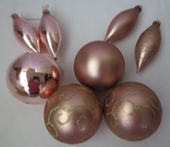 8 RAUCH  PINK Glass  Ornaments Shiny Satin Glitter Round Teardrop - $15.00