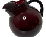 Anchor Hocking Small Royal Ruby Red Glass Tilt Ball Pitcher w/ Ice Lip V... - £22.02 GBP