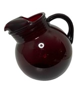 Anchor Hocking Small Royal Ruby Red Glass Tilt Ball Pitcher w/ Ice Lip V... - $37.20 CAD