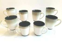 (8) Sango Nova Black 4932 Ceramic Coffee Mugs Dinner Ware Tea Cup Replacements - £28.68 GBP
