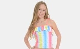 Tommy Hilfiger Big Girls Diamonique Tankini Top only  - White Size M/8/10 - £14.27 GBP