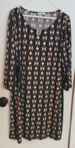 Womens XL Calvin Klein Multi-color Print Brass Accent V-Neck Casual Tuni... - $18.81