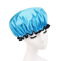 Stylish Design Waterproof Double Layer Shower Cap Spa Bathing Caps, Blue