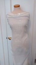 4yd Cream Italian Wool Cotton Voile Transparent Sequin Stripes Chic Dress Fabric - £50.61 GBP