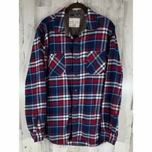 Weatherproof Vintage Mens Flannel Shirt Red Blue Plaid Large - £19.76 GBP