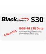 NEW Black Wireless SIM $30 10GB 4G Unlimited Talk/Text AT&amp;T+ 4 MONTHS In... - €102,71 EUR