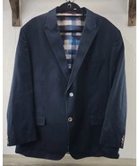 Men&#39;s Robert Graham Blue Sports Coat Blazer w/ Blue Plaid Lining Size 48 - £64.66 GBP