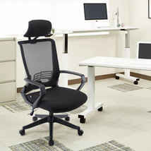 Black Mesh Office Chair, Executive Gaming Chair, Computer Chair Lumbar Armrest  - £103.88 GBP