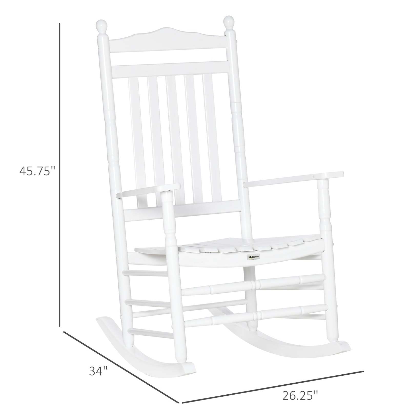 White Rocker Bench Outsunny White Wooden Rocking Chair for Porch, Patio & Indoor Use ...