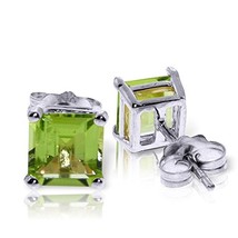 Galaxy Gold GG 1.75 CTW 14k Solid White Gold Seconds Of Happiness Peridot Earrin - £167.58 GBP