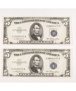 1953 Argento Certificato Lotto Di 2 Consecutivo IN Scelta Fior Conio Con... - $99.67