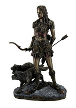 Skadi Norse Giantess Ski Goddess of Winter and Mountains with Wolves Statue - £69.65 GBP