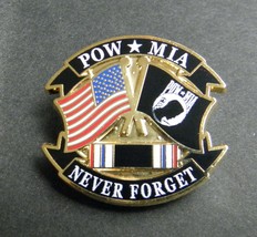 POW MIA USA SHIELD LAPEL PIN BADGE 1.25 INCHES NEVER FORGET - $5.74
