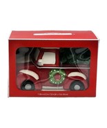Holiday Time Christmas Tree Red Truck Cookie Jar Green Wreath Hand Painted  - $29.99