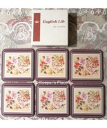 English Life Trellis Floral Cork Back Coasters With Box Made England Set... - £11.79 GBP